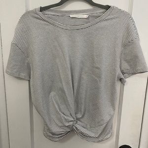 Short sleeve striped crop top